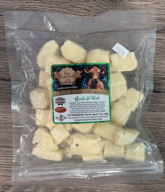 A2 White Cheddar Cheese Curds Garlic Herb 12oz