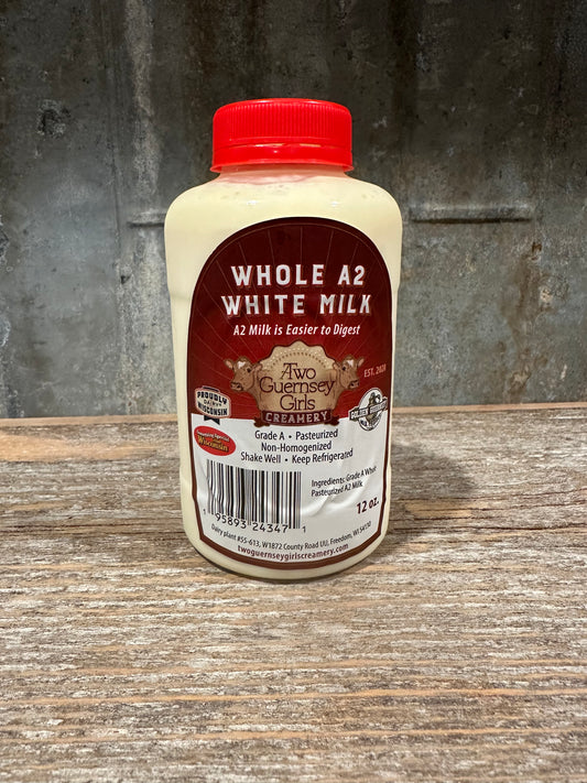 A2 Milk - Grade A Whole A2 White Milk 12oz - Pick Up Only